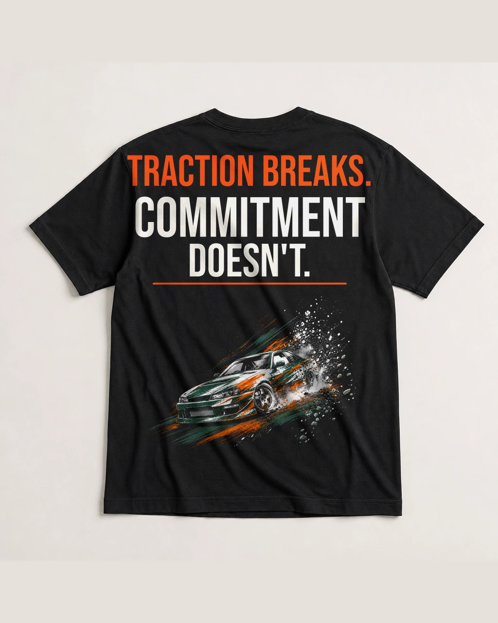 Back view of the Traction Breaks Commitment Doesn't black shirt preview